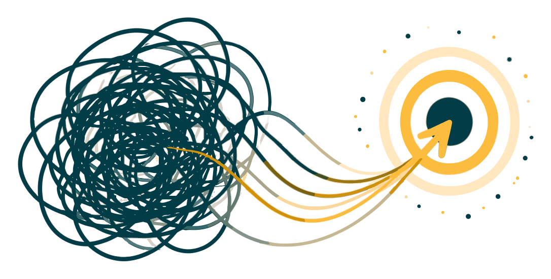 Illustration von Chaos zum klaren Ziel